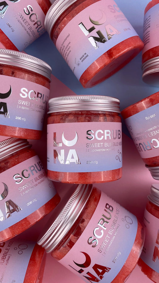 Exfoliante - "SWEET BUBBLE KISS" com aroma a pastilha elástica.
